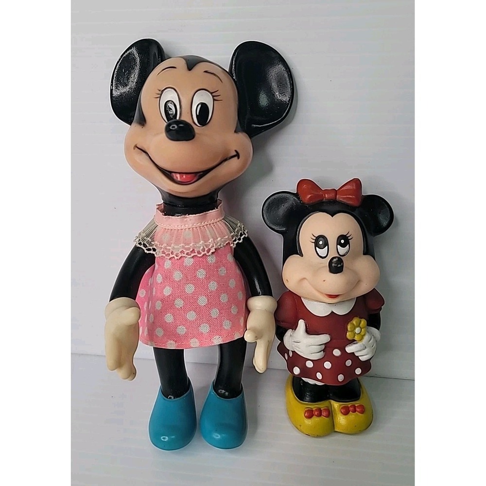 1986 Tootsie Toy & Japan Rubber Squeakier Toys Minnie Mouse Walt Disney